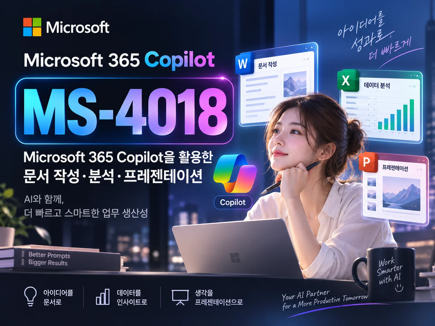 MS-4018 Microsoft 365 Copilot을 활용한 문서 작성·분석·프레젠테이션